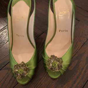 Christian Louboutin Green Peep Toe Heel